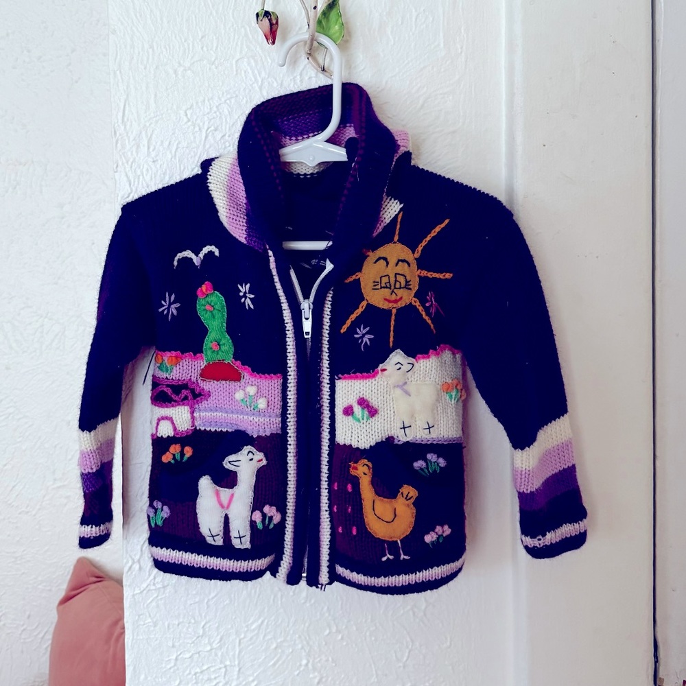 Unique kids sweater jacket - purple